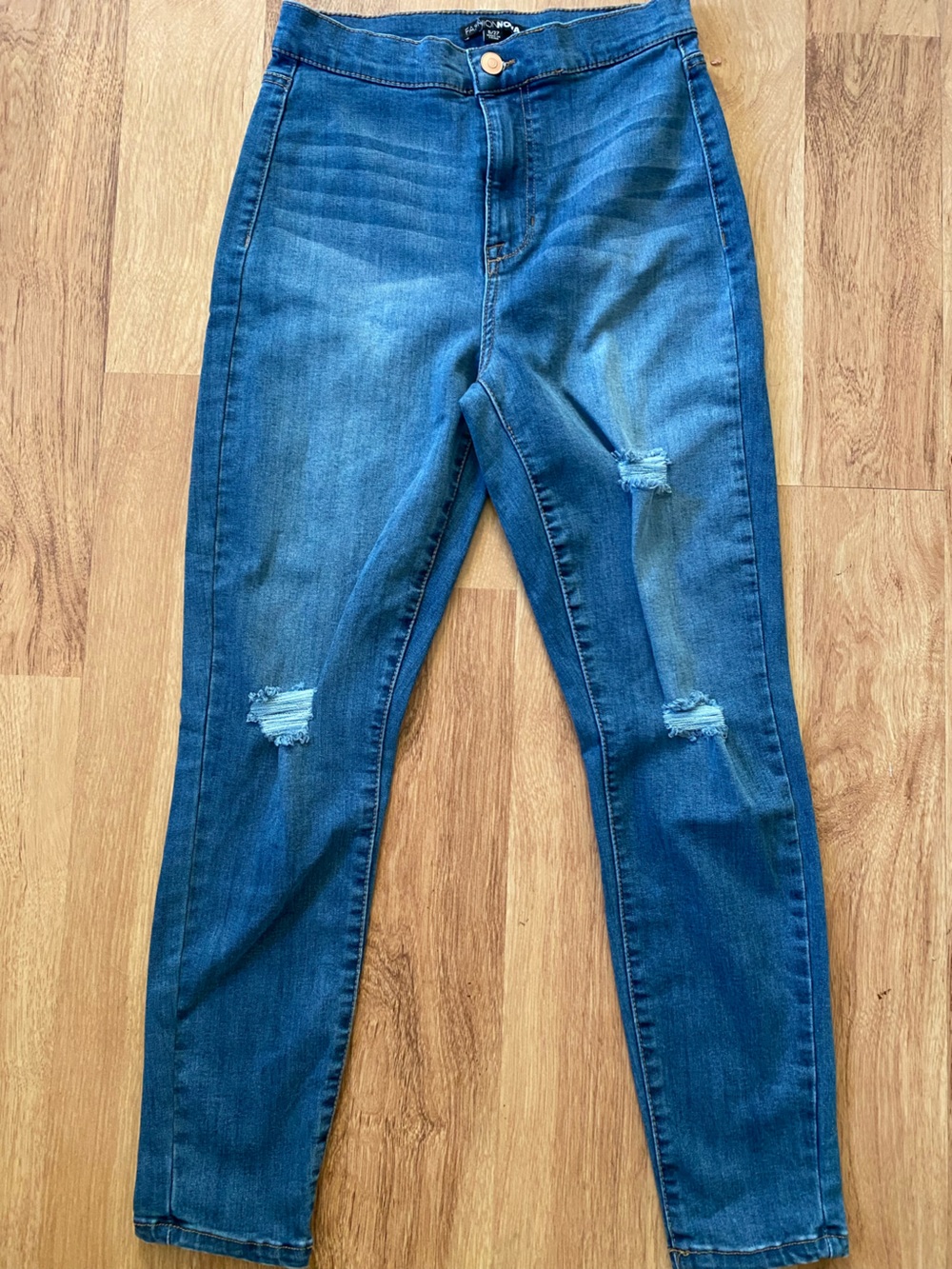 Fashion Nova Highrise Blue Ripped Skinny Jeans